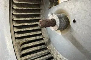 ac-blower-motor-that-shows-dirt-build-up | Terry's A/C & Heating Indoor blower motor that failed and requires replacement
