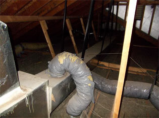 ductwork in attic needing repair