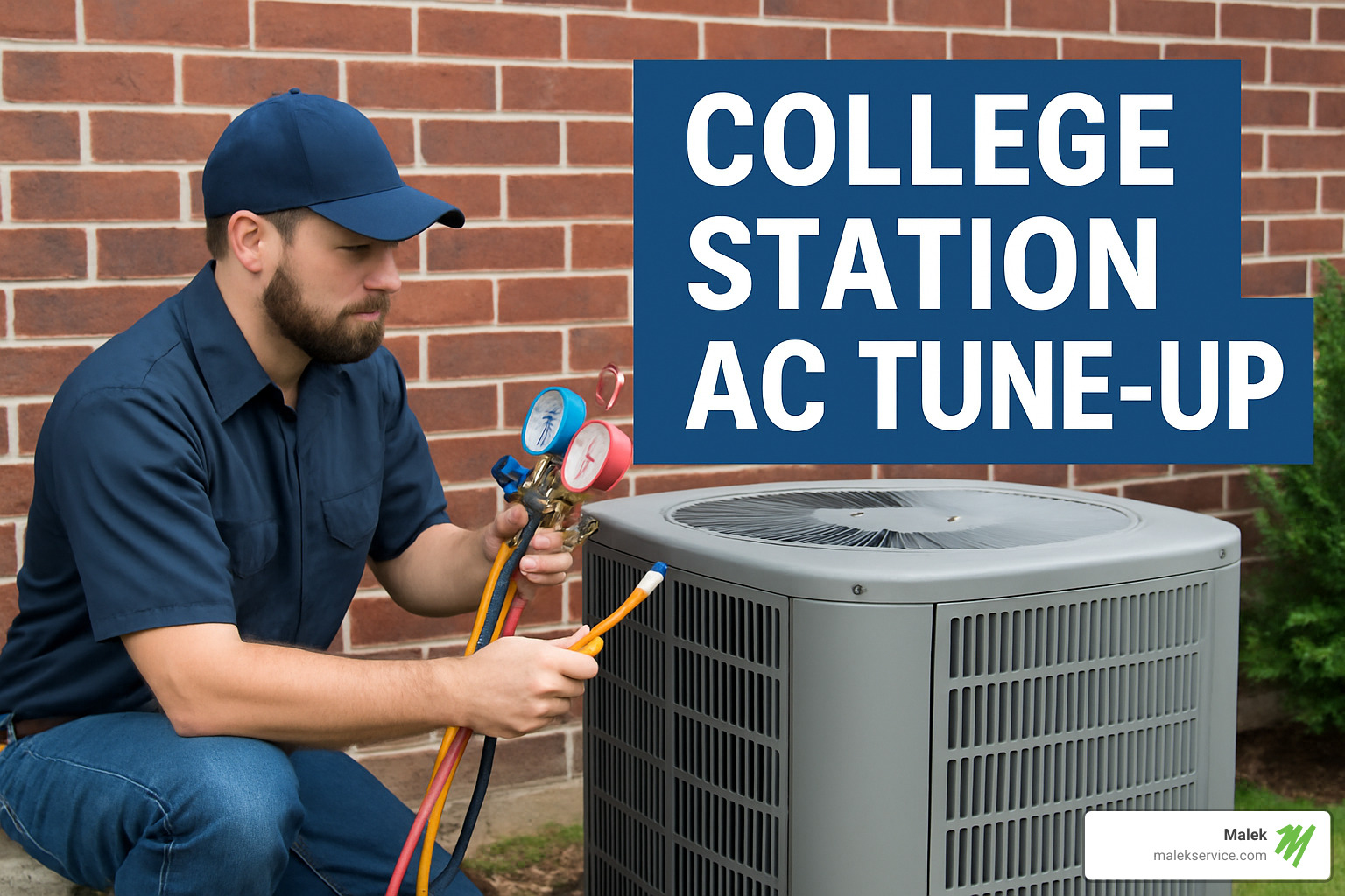 Clipboard with AC tune-up checklist and technician tools - College Station AC tune-up