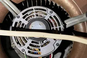 furnace-fan-replacement-from-an-electrical-problem - 300x200 | Terry's A/C & Heating This blower motor or furnace fan shows the back side of the motor.